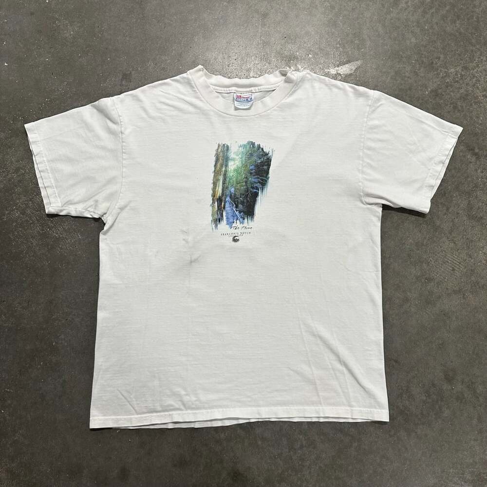 Vintage Franconia Notch State Park The Flume T-Shirt White Hanes Beefy-T Large